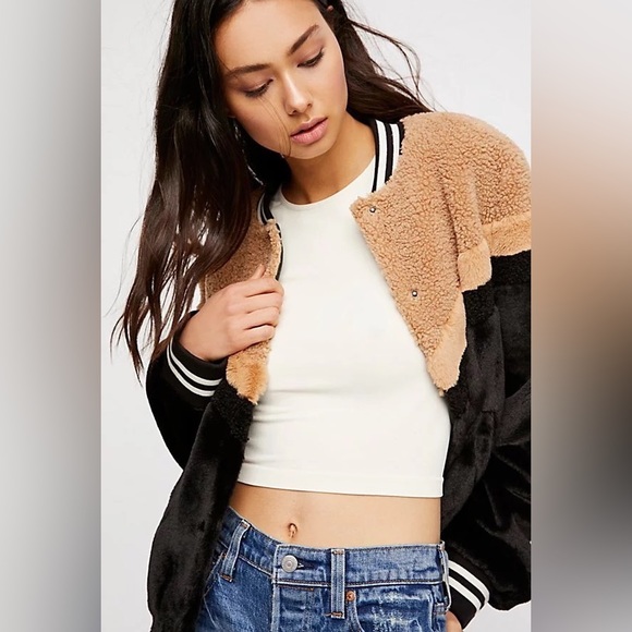 Free People Mixed Faux Fur Bomber - Picture 1 of 2